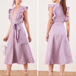 Reformation Serengeti Linen Dress in Lilac